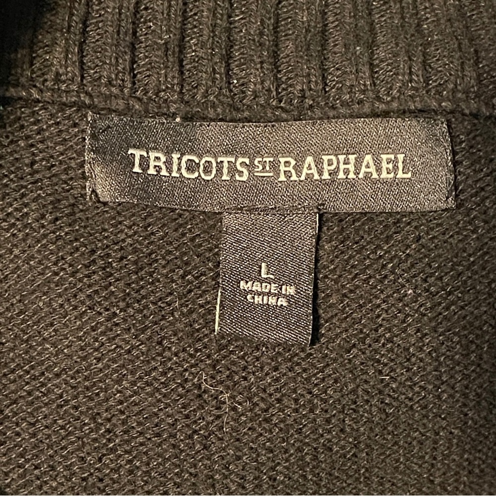 Tricots St Raphael Brown Sweater Elbow Patches Crew Neck Classic Old Money Large - Picture 5 of 6